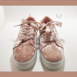 Rue 21 Pink Velvet Platform Ribbons Laces Shoes
